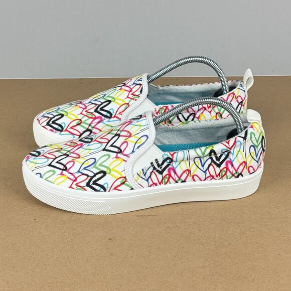Skechers J Goldcrown Poppy Drippin Love Slip On Sneakers Womens 7 White Multi - Picture 1 of 11